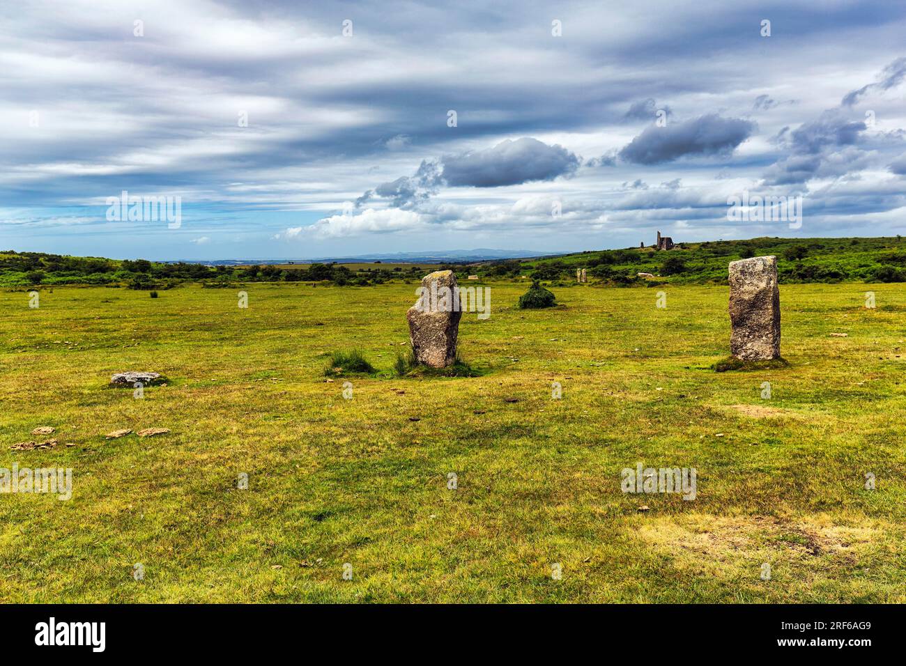 Die Hurlers, Menhirs, Megalithen Aus Der Bronzezeit, Minions, Bodmin Moor, Cornwall, England, Großbritannien Stockfoto