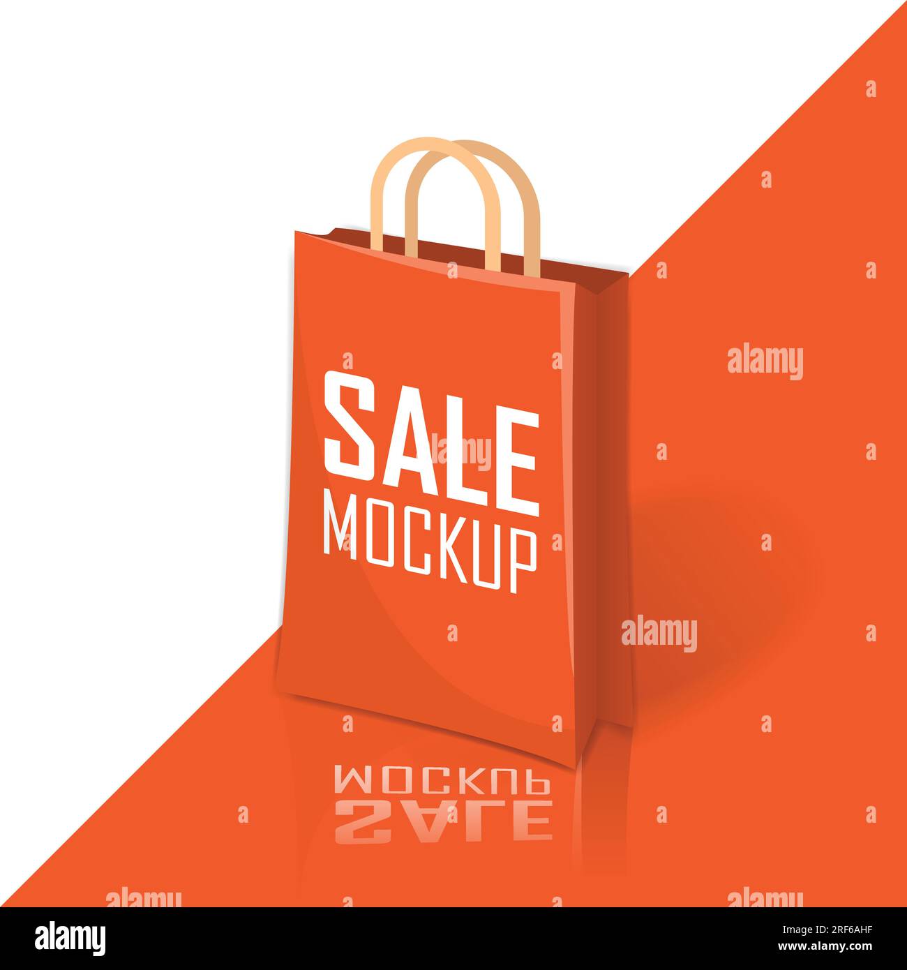 Orangefarbene Einkaufstasche aus Papier, Einzelhandelskauf Verpackung Sale Bag Modell Stock Vektor
