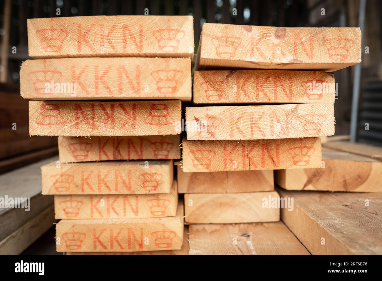 Holz oder gelagertes Holz mit maserung im querschnitt Stockfoto