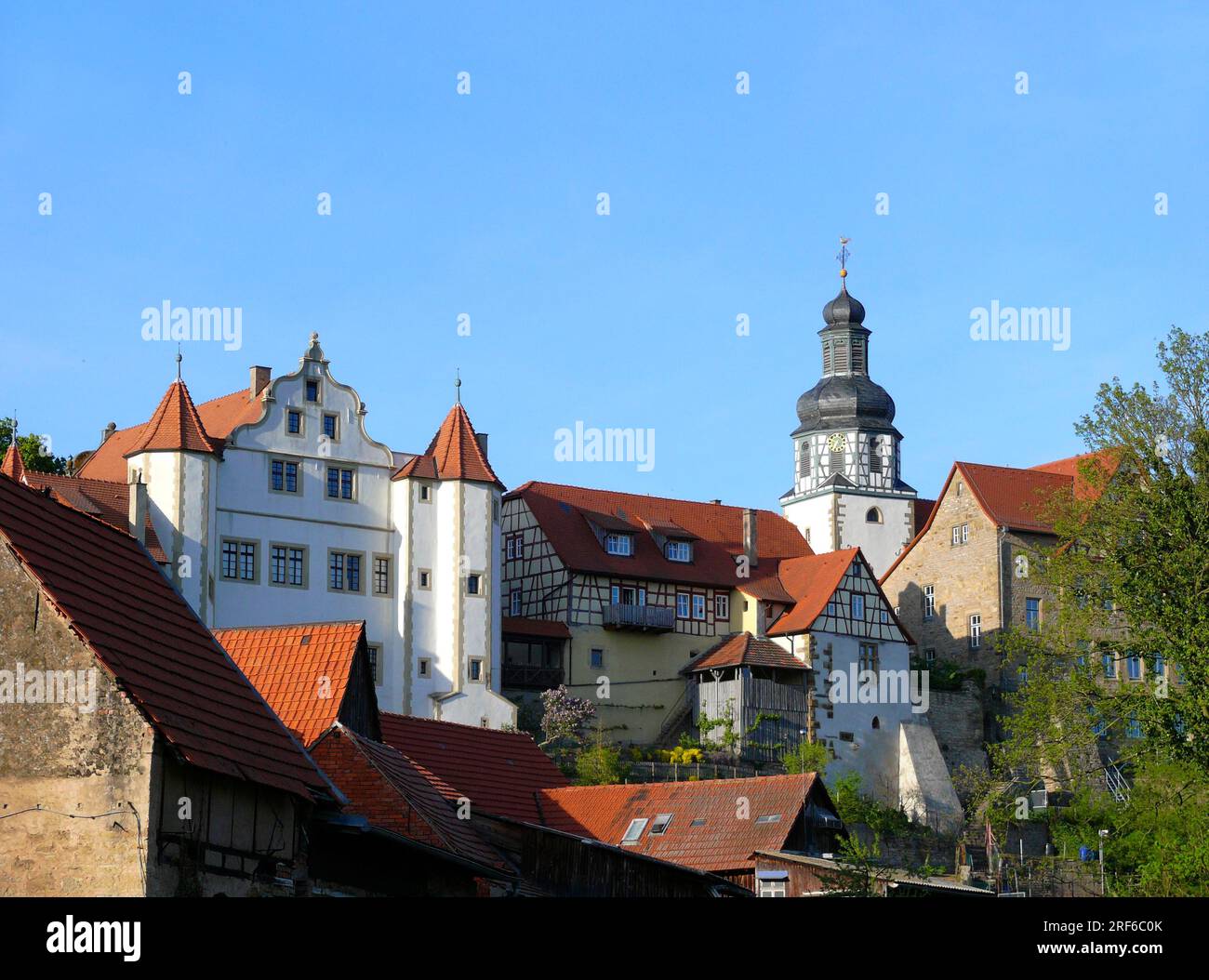Schloss und Kirche, Altstadt, Gochsheim (Baden) Kraichtal bei Bruchsal, Baden-Württemberg, Deutschland Stockfoto