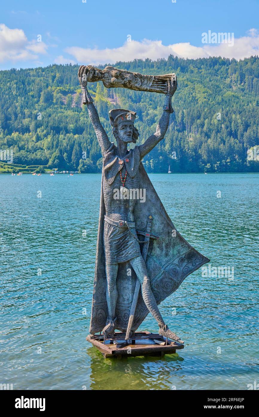 Statue, Heilige, Domitian, Religiös, Millstatt-See, Millstatt, Kärnten, Österreich Stockfoto