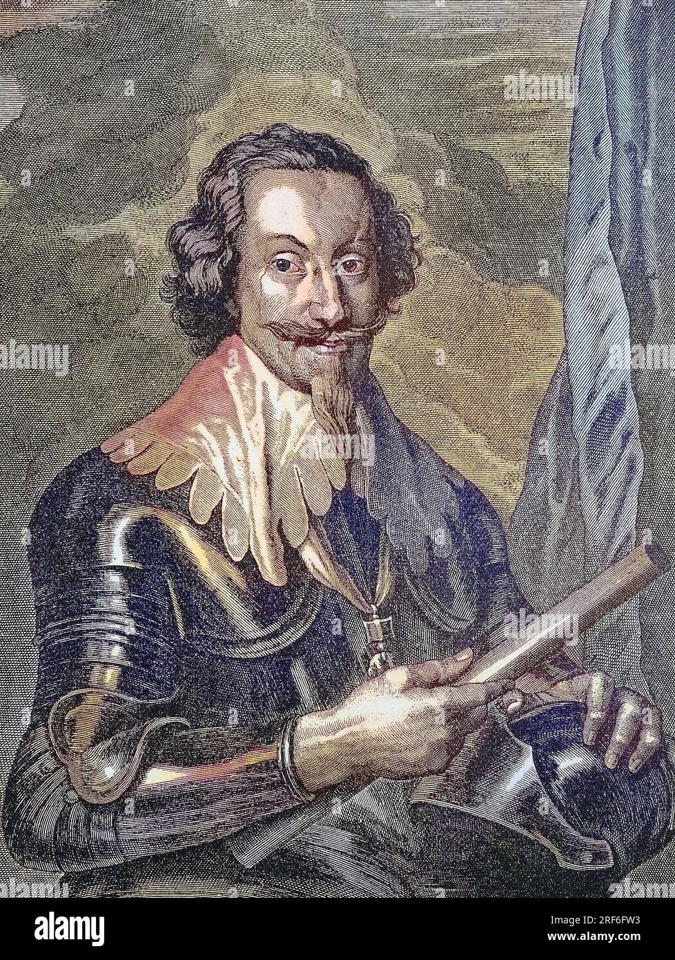Gottfried Heinrich Graf zu Pappenheim, 8. 1594.-17. Juni. November 1632, war ein General im Dreißigjährigen Krieg, der unter dem Oberbefehl Wallensteins für die Katholische Liga und den Habsburger Kaiser kämpfte, dem die Erfindung der Zahnradpumpe zuist, Deutschland, digitale Verbesserung Reproduktion eines Originaldrucks aus dem 19. Jahrhundert / Gottfried Heinrich Graf zu Pappenheim, 8. Juni 1594 - 17. November 1632, war ein General im Dreißigjährigen Krieg, der unter dem obersten Kommando Wallensteins für die katholische Liga und den Habsburger Kaiser kämpfte und ihm die Inve zuschrieb Stockfoto