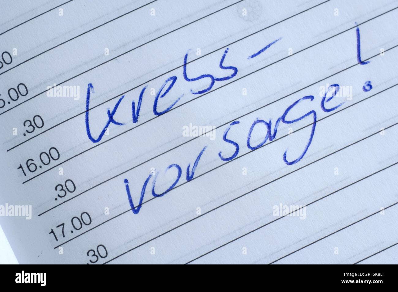 Terminkalender, Termin-Krebs-Screening, Screening-Untersuchung Stockfoto