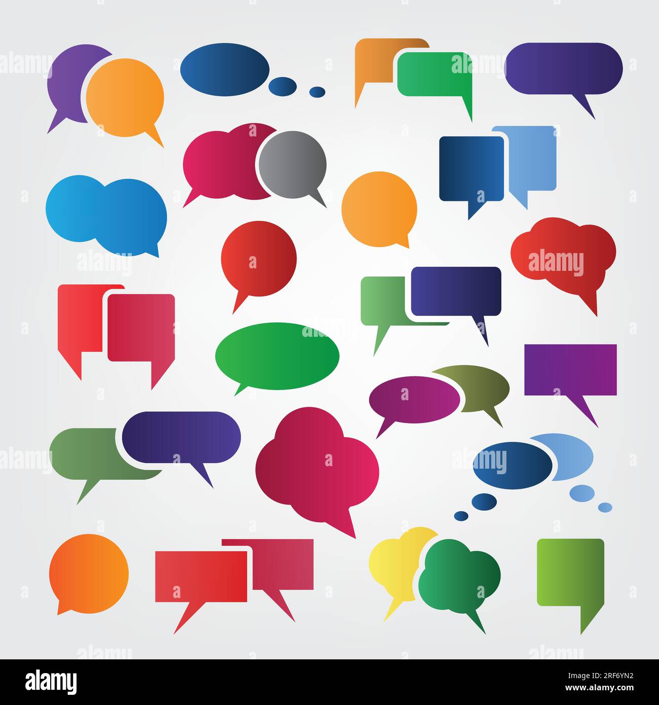Kollektion aus farbenfrohen, modernen Clip-Art-Designs für minimale Sprache und Thought Bubble Vector Stock Vektor
