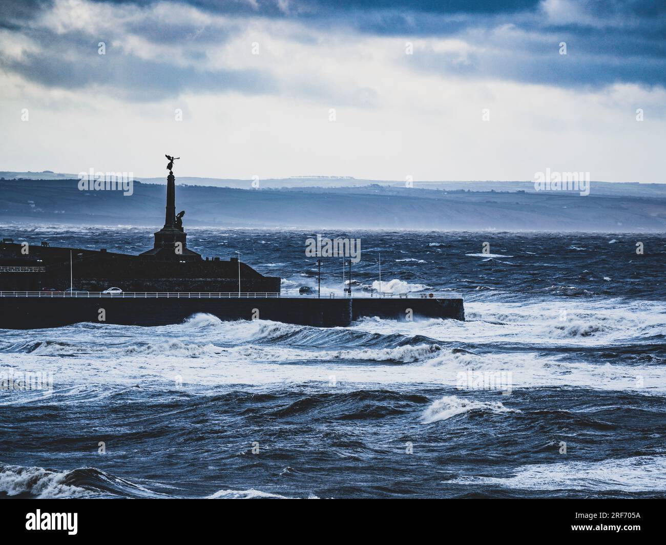 Aberystwyth während eines Sturms. Stockfoto