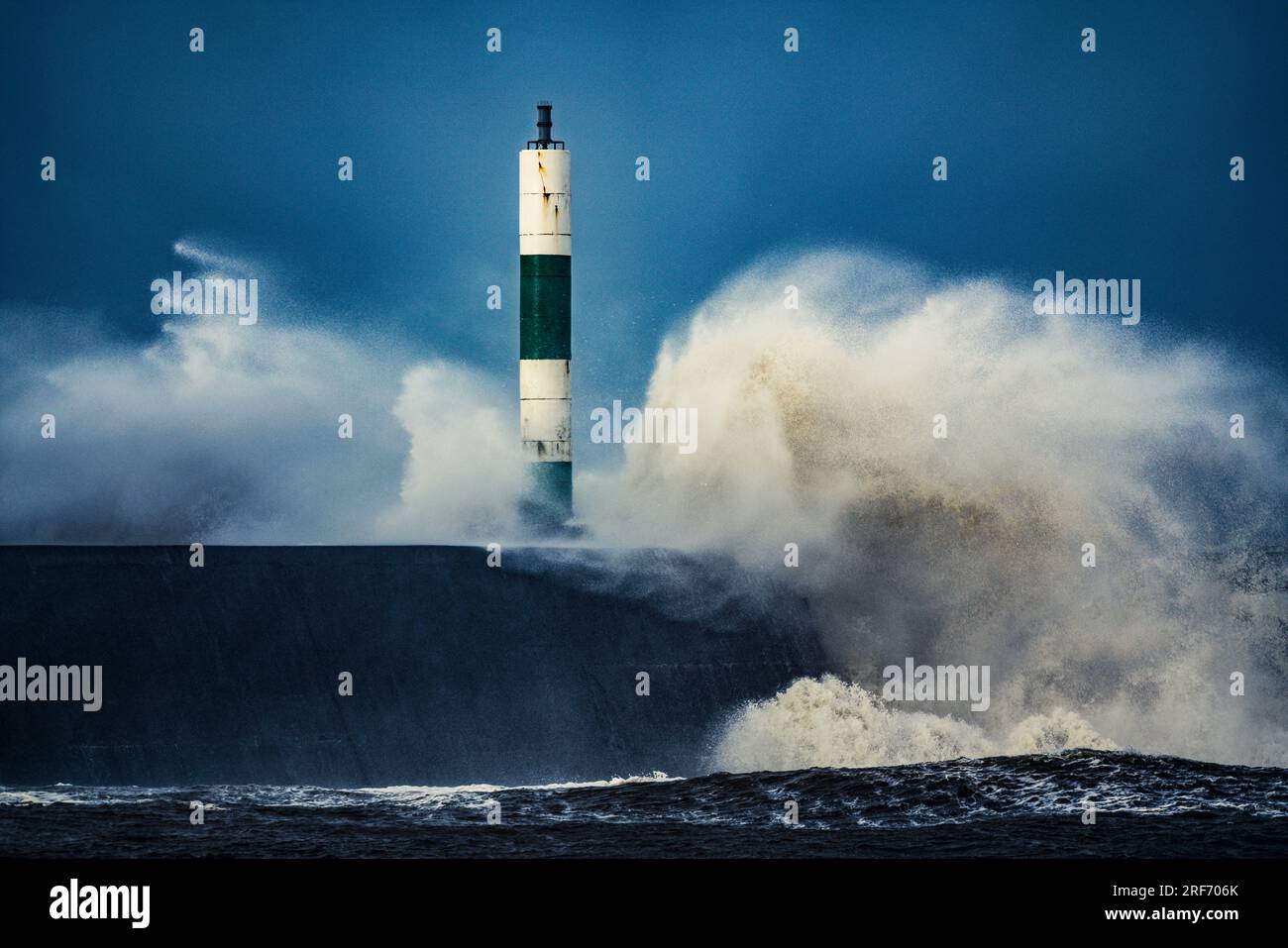 Aberystwyth während eines Sturms. Stockfoto