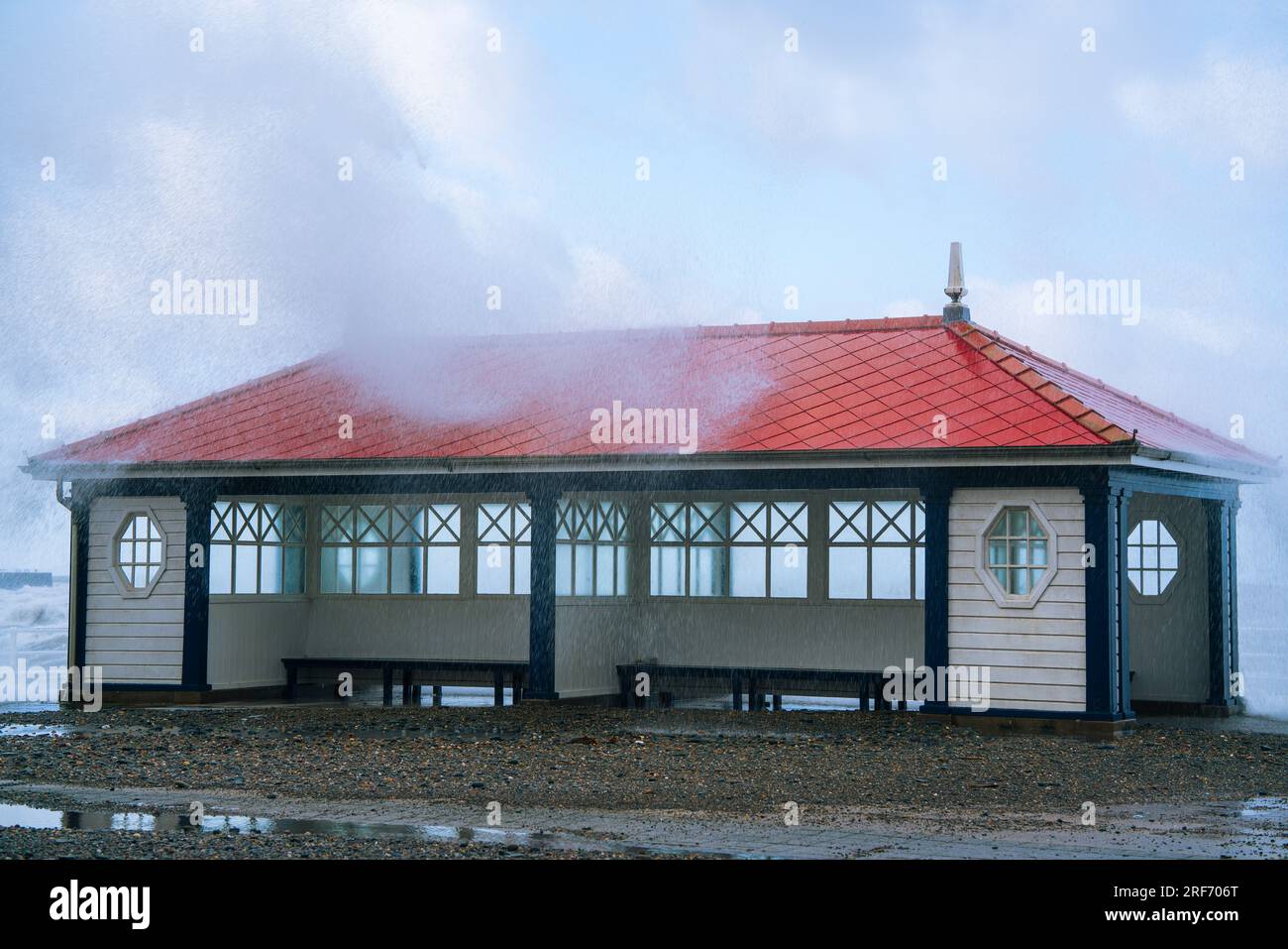 Aberystwyth während eines Sturms. Stockfoto