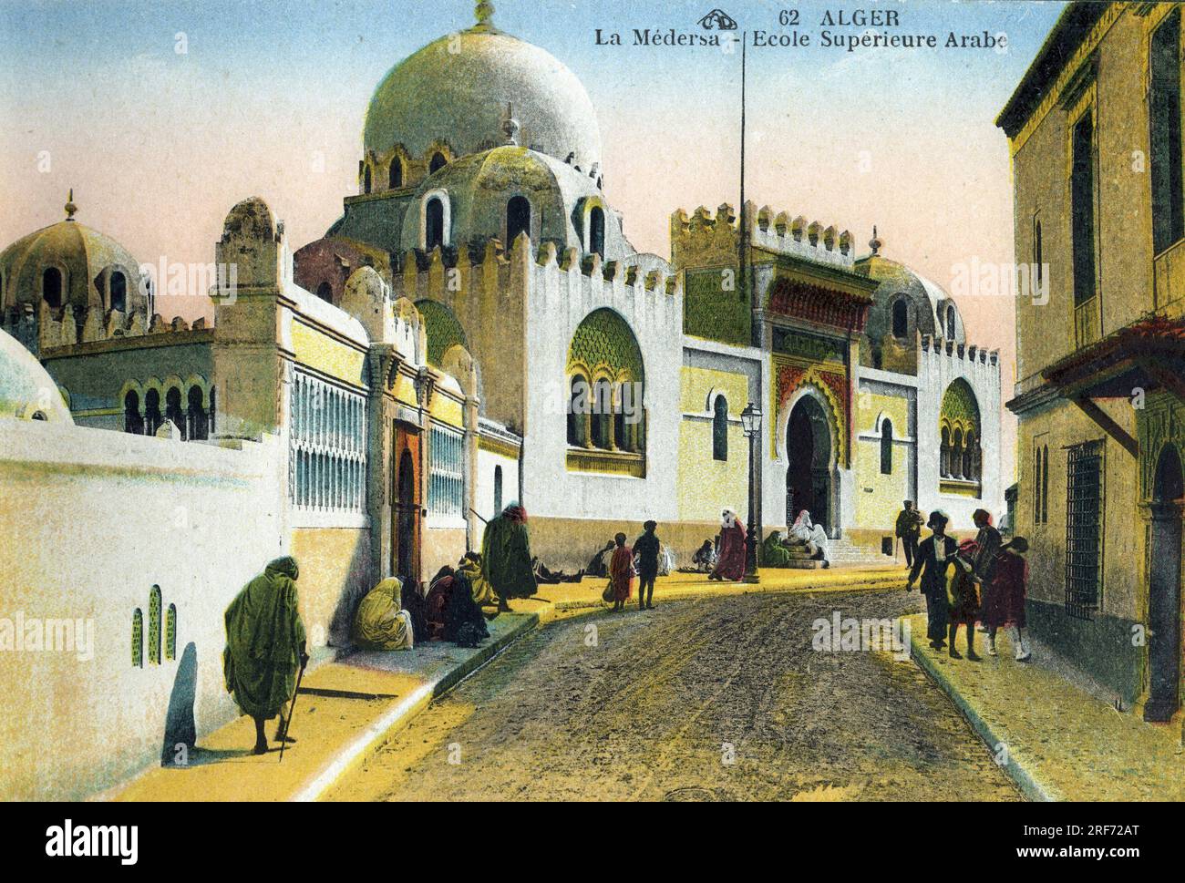 La medersa el Thaalibiya ( construite en 1904), etablissement d'enseignement superieur, a Alger, carte postale en couleur, 1931. Sammlung Leonard de Selva. Stockfoto