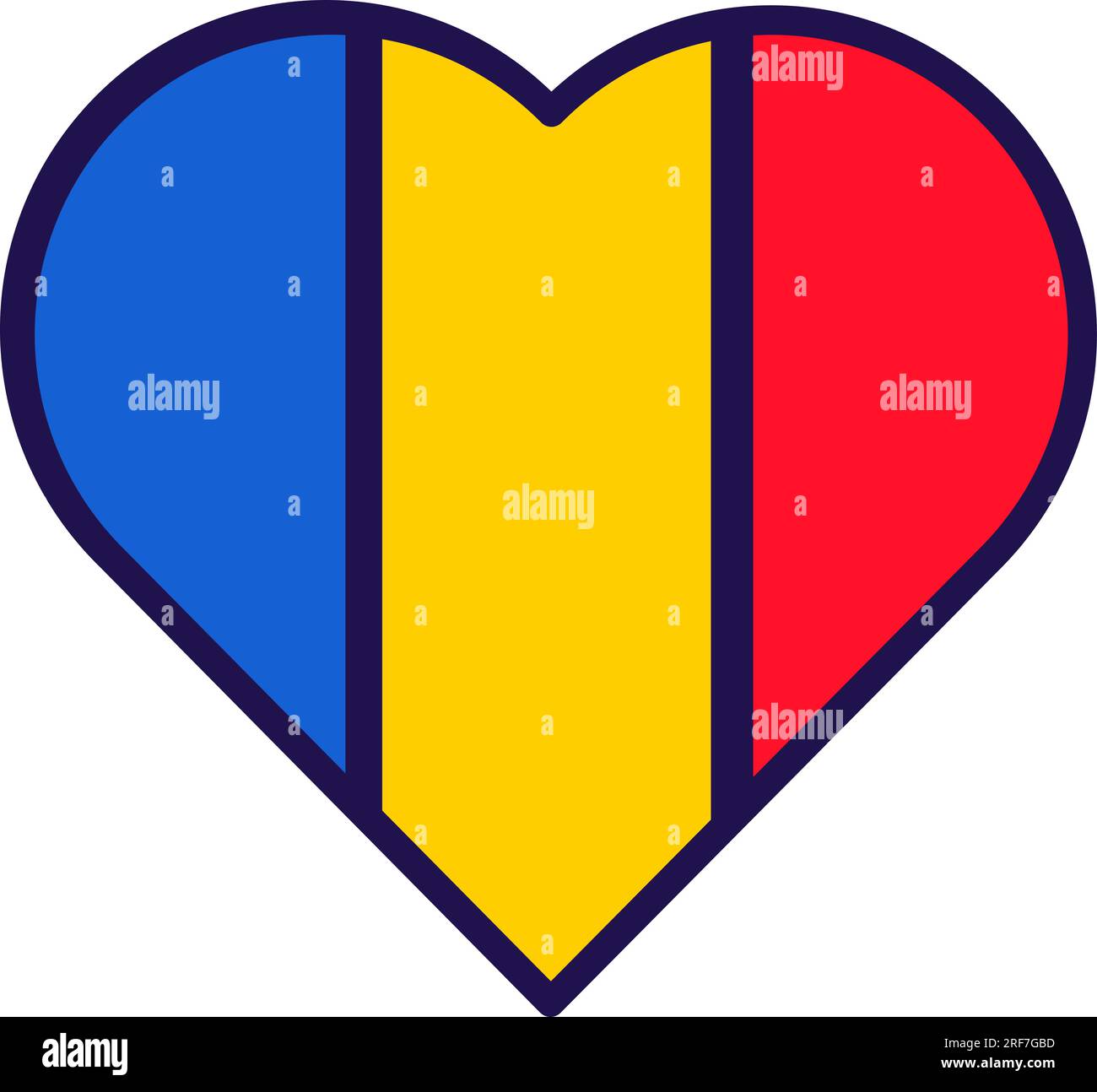 Patriot Heart in den Farben der nationalen moldauischen Flagge. Festliches Element, Attribute des moldauischen Unabhängigkeitstages. Cartoon-Vektorsymbol in den nationalen Farben von Coun Stock Vektor