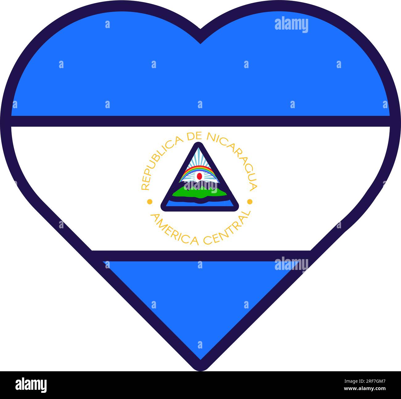 Patriot Heart in den Farben der Nationalflaggen Nicaraguas. Festliches Element, Attribute des Nicaragua Unabhängigkeitstages. Cartoon-Vektorsymbol in den nationalen Farben von Stock Vektor