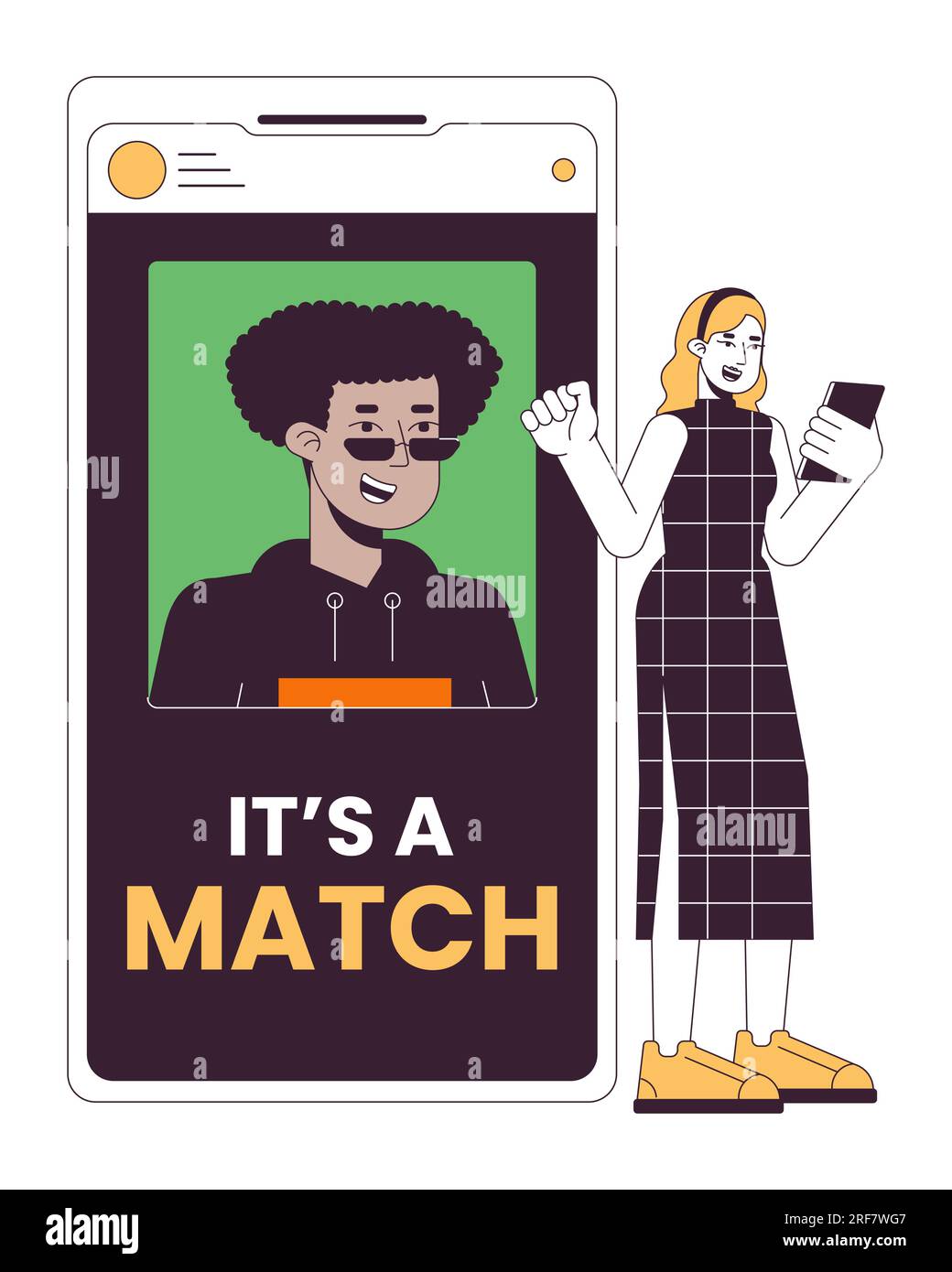 Online-Dating-App Flatline Konzept Vektordarstellung Stock Vektor