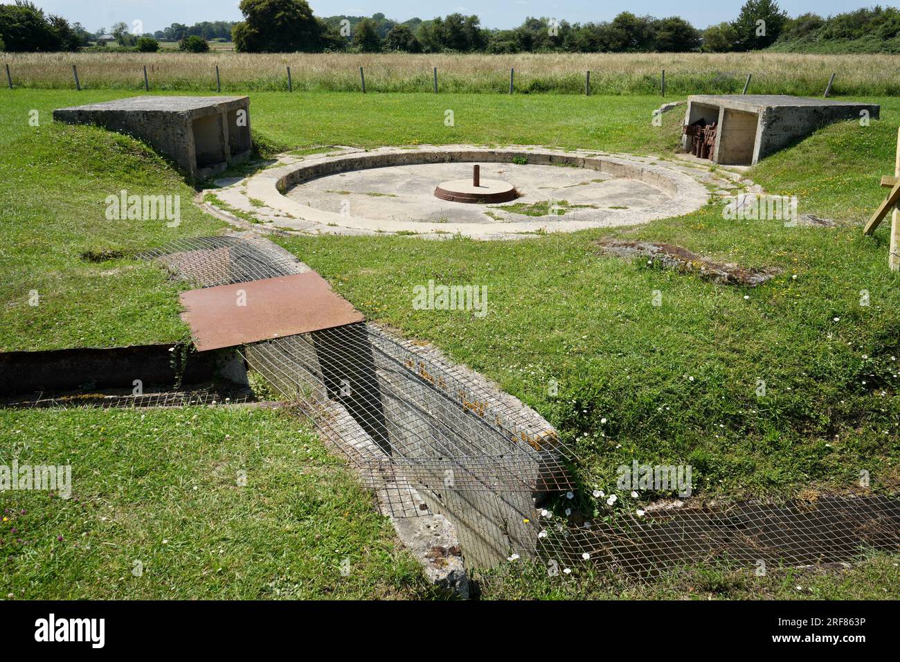 Überreste der WW2. Deutschen Waffensiedlung an der Merville Gun Battery. Stockfoto