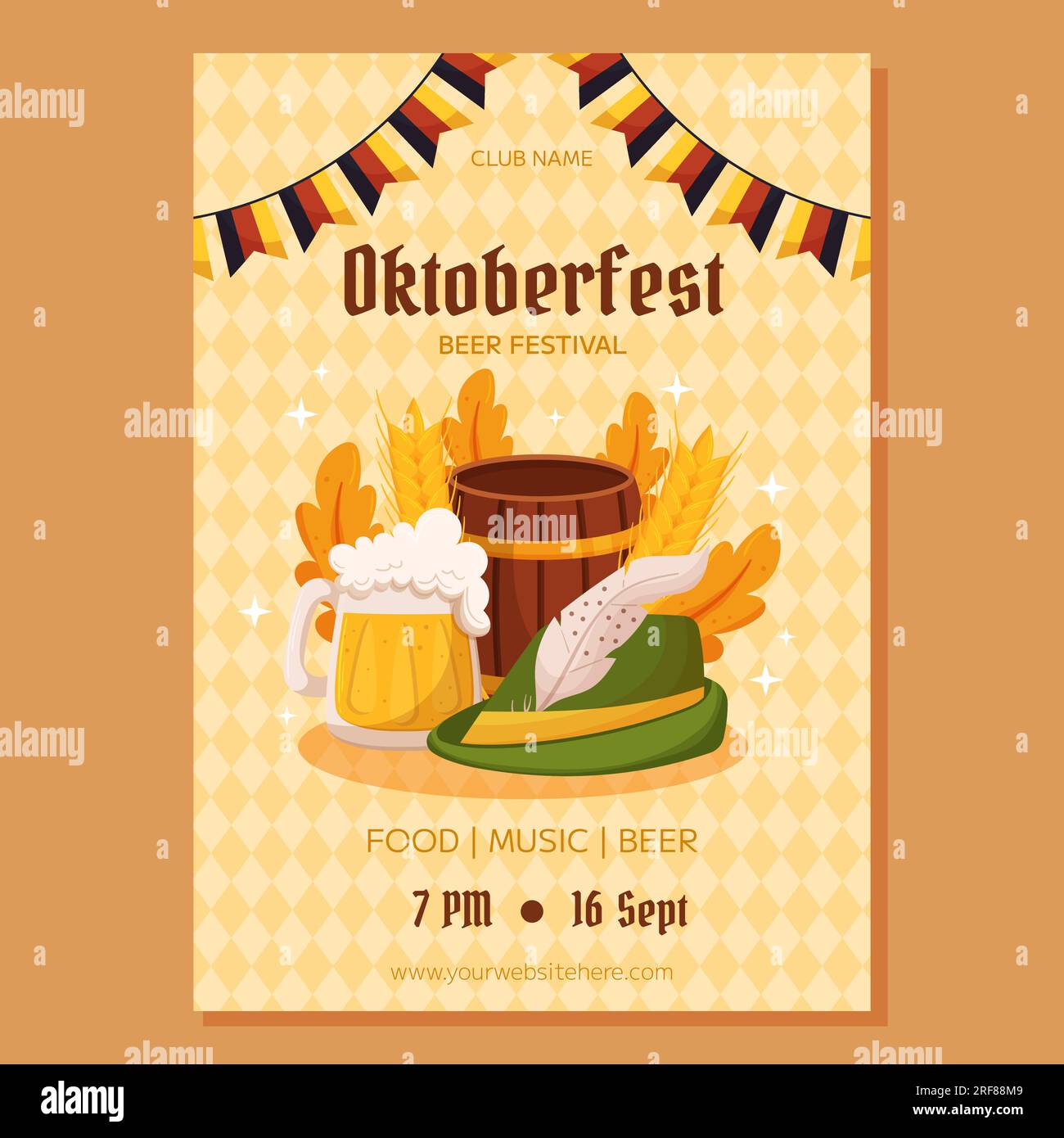 Oktoberfest Banner in bayrischen Farben mit Rautenmuster Stock Vector