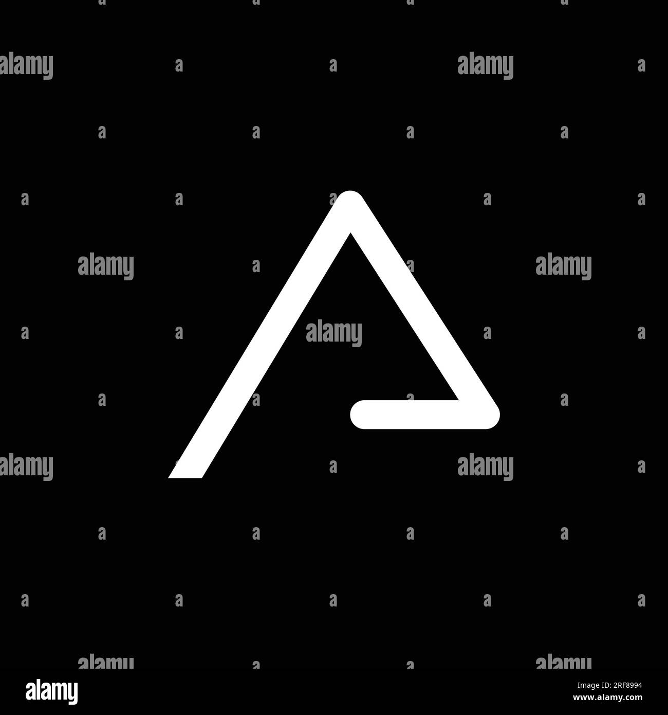 EPS10 Vektor Anfangsbuchstabe eine Logo-Designvorlage. Dreieckig ein Symbol oder Symbol isoliert auf schwarzem Hintergrund Stock Vektor