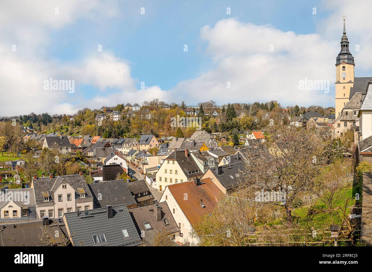 Blick vom Schloss Wildeck in Zschopau, Sachsen, Deutschland Stockfoto