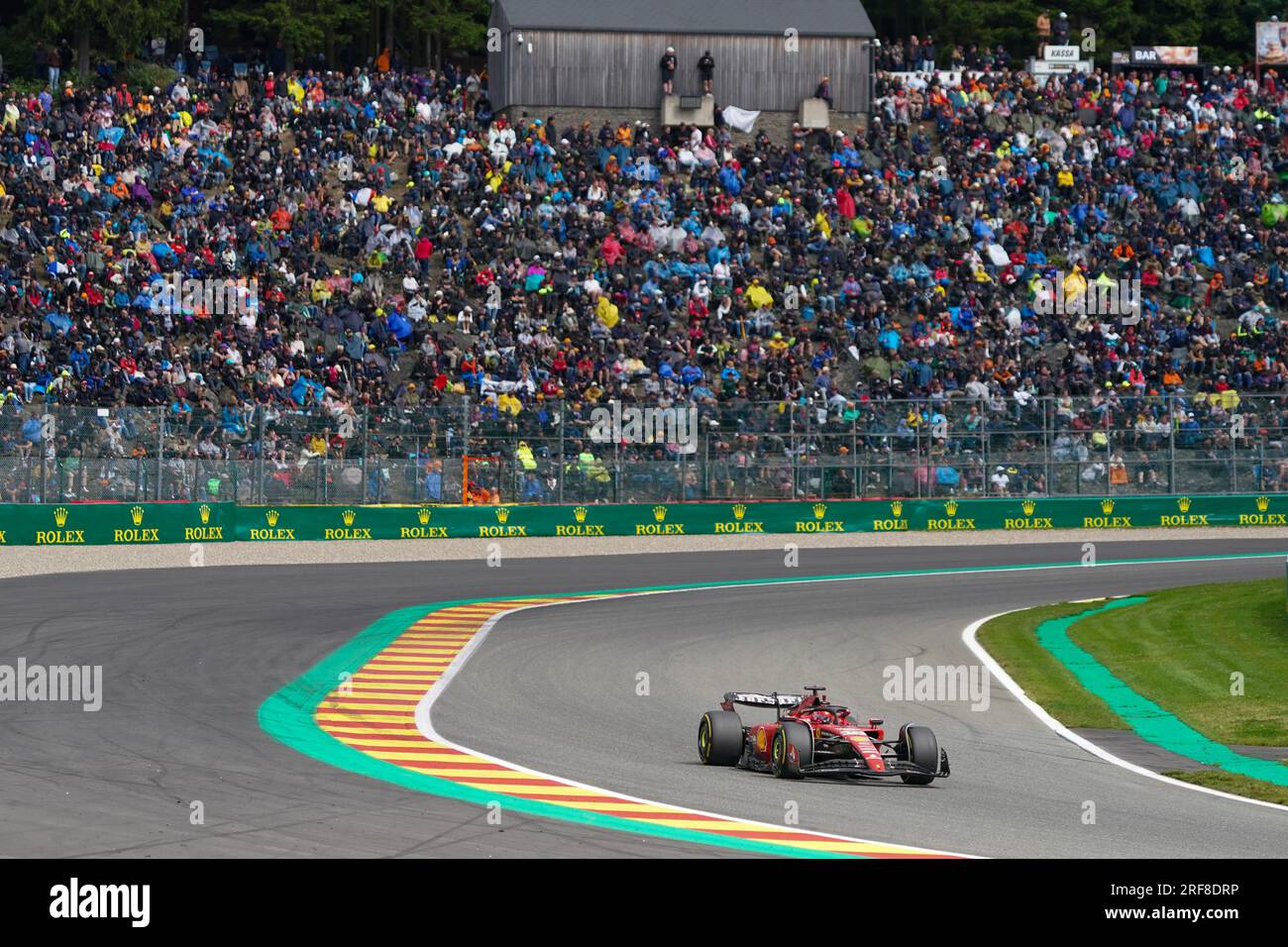 Charles Leclerc von Monaco mit dem (16) Scuderia Ferrari SF-23 Ferrari während der Formel 1 MSC Cruises Belgischer Grand Prix 2023 am 30. Juli 2023 in Francorchamps, Belgien. Stockfoto