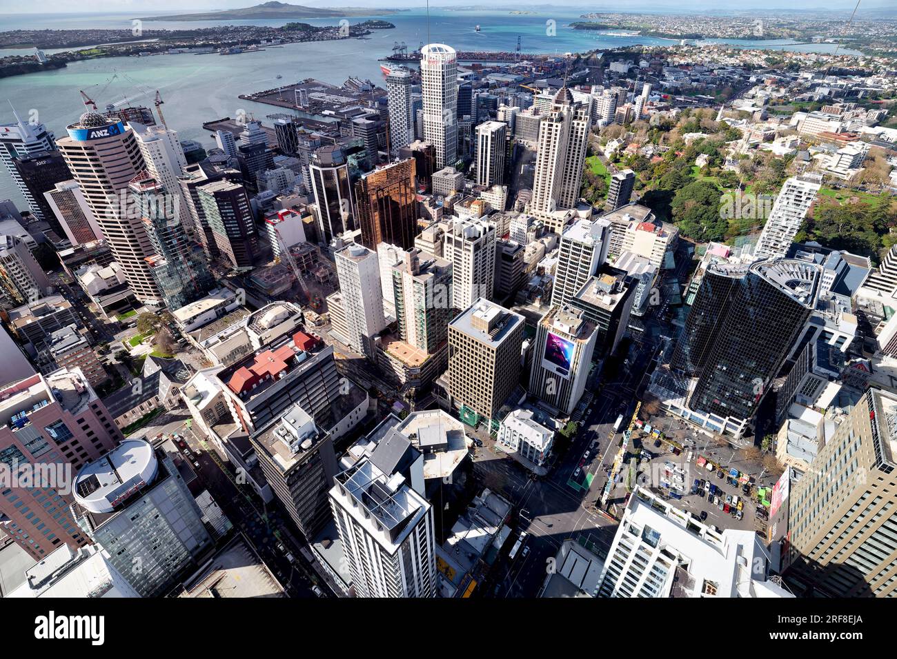 Auckland. Neuseeland. Luftaufnahme der Stadt und des Geschäftsviertels. Stockfoto
