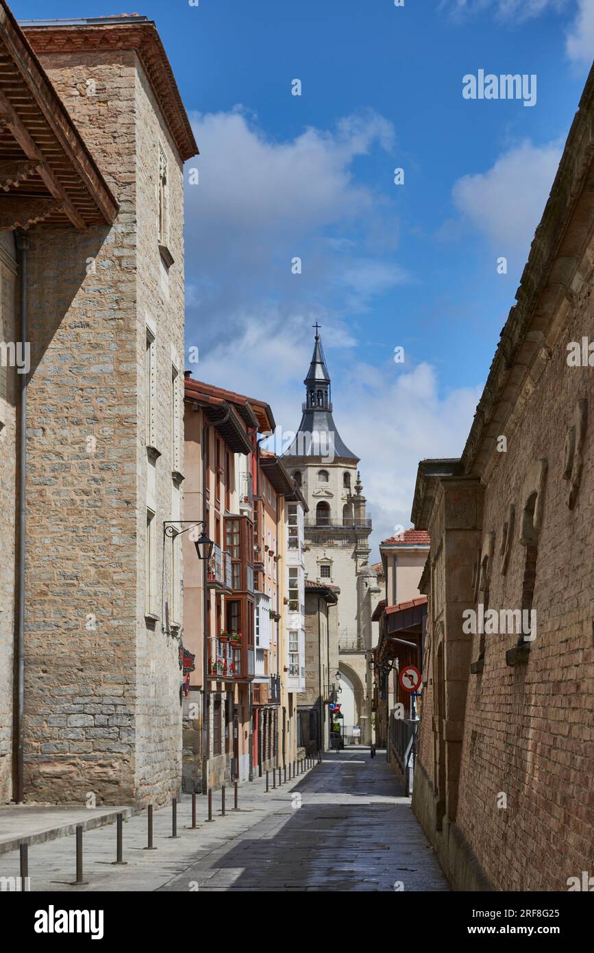 Blick auf die Santa Maria Straße, Vitoria, Gasteiz, Álava, Baskenland, Euskadi, Euskal Herria, Spanien. Stockfoto