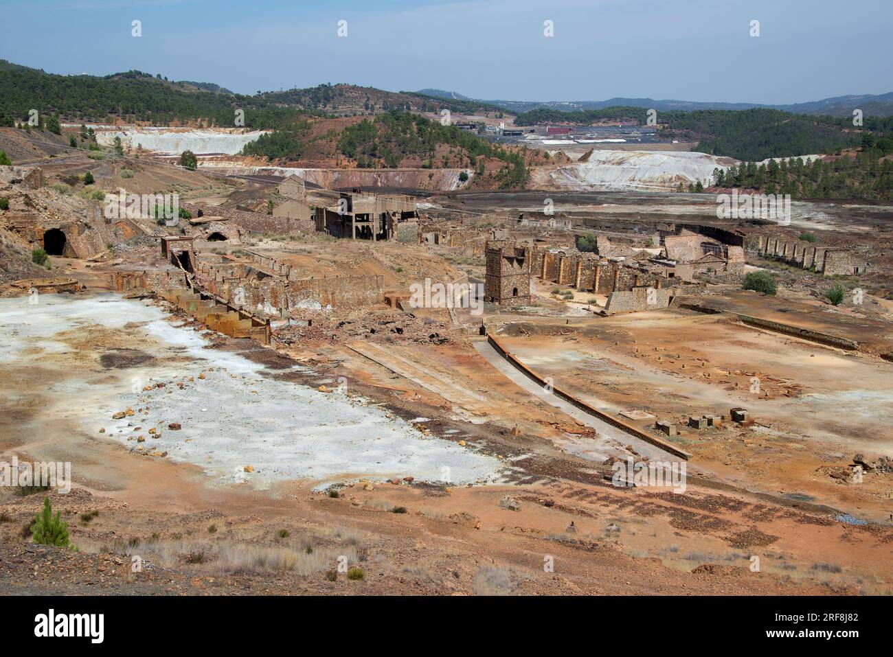 RioTinto-Minen. Zaranda ist eine Tagebautechnik zur Gewinnung von Mineralien im Tagebau. RioTinto ist ein Mineralvorkommen von Chalcopyrit und Pyrit Stockfoto