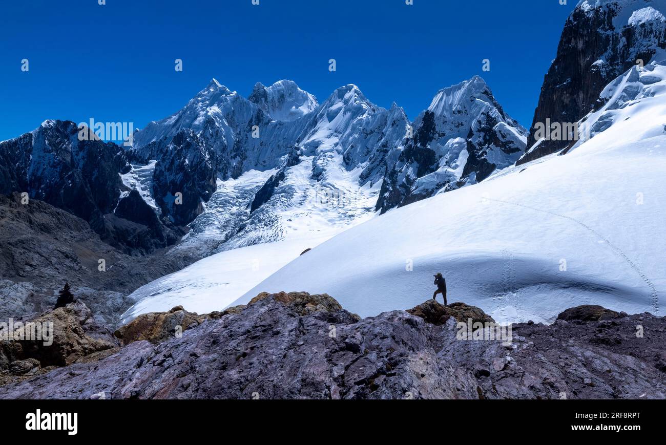 Trapecio Pass, Cordillera Huayhuash Wanderstrecke, Peru Stockfoto