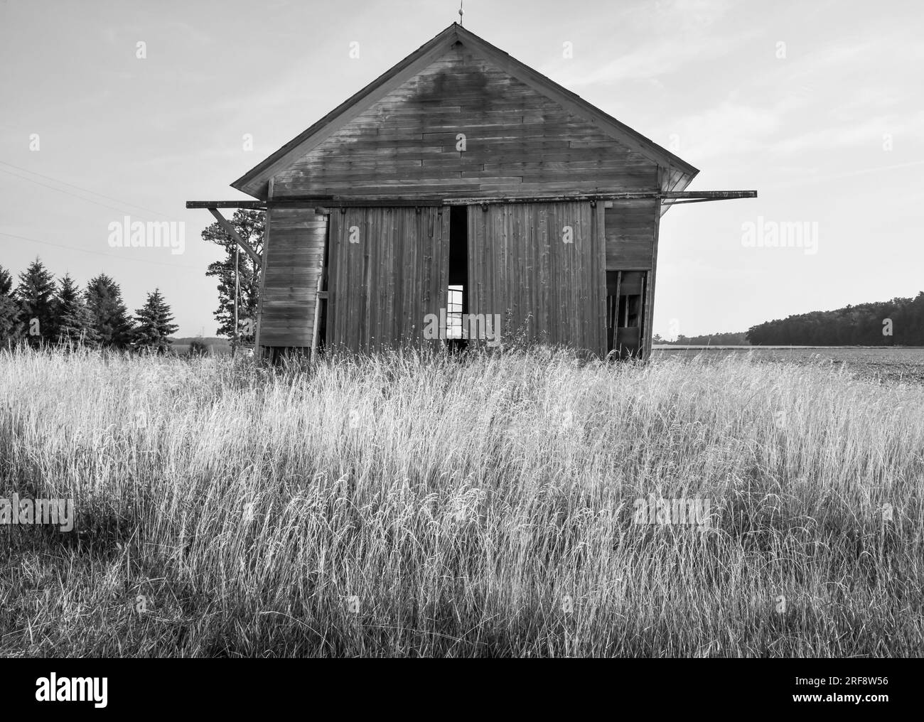 Altes verwittertes und abgenutztes Gebäude der Holzfarm Stockfoto