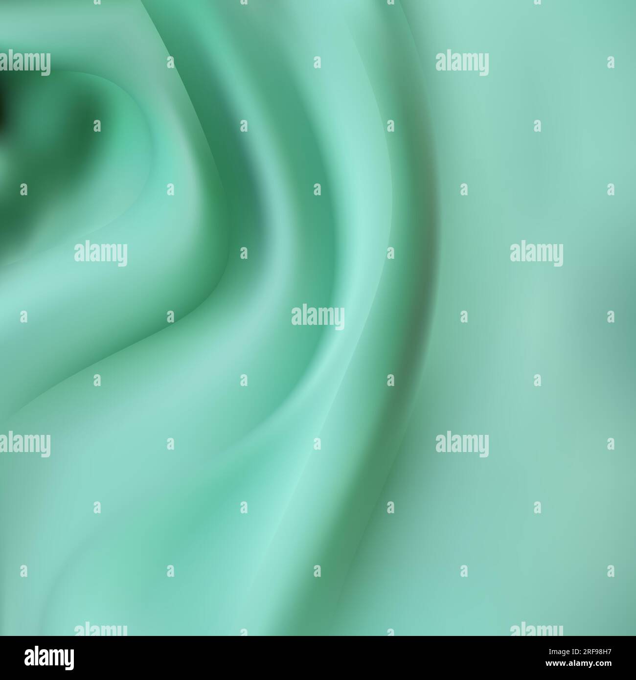 Grüner seidenmatter Textildraht mit geknittertem Wellendesign faltet den Hintergrund. Mit weichen Wellen und gewellter Windstruktur von zerknittertem Papier. Zielwert Stockfoto