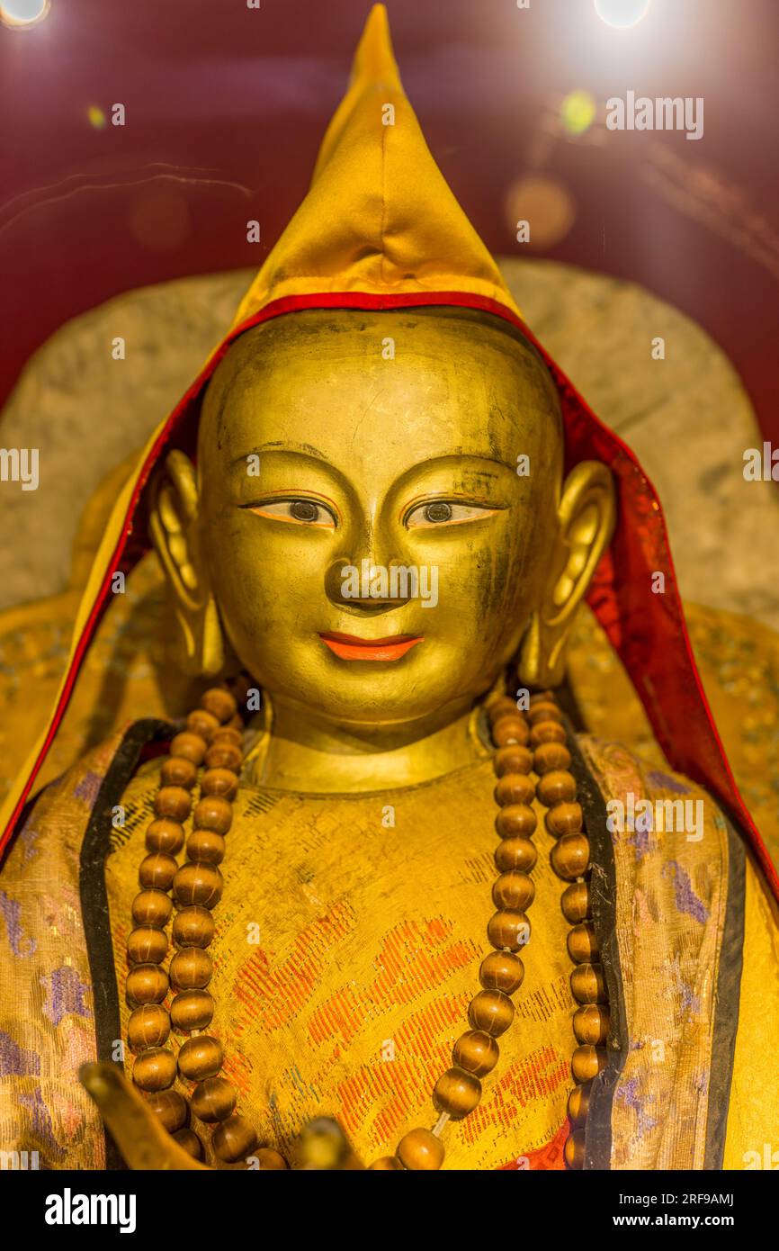 Buddha-Statue im westlichen Zuu-Tempel, Teil des Erdene Zuu-Klosterkomplexes im Kharakhorum, Mongolei, größtes Mongolenkloster (UNESCO-Welt) Stockfoto