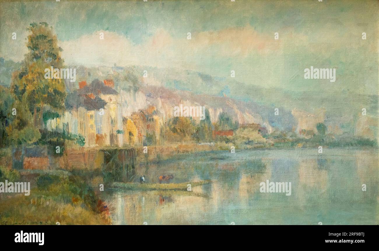 Albert Lebourg Gemälde; Petit brume sur la seine a La Bouille - Dunst auf der seine; französischer impressionistischer Landschaftsmaler; Stockfoto