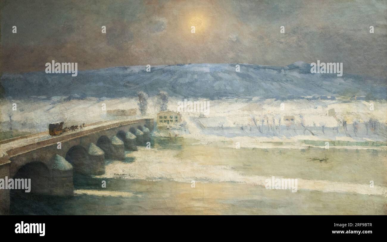 Albert Lebourg Gemälde, La Neige en Auvergne; Schnee in der Auvergne, französischer impressionistischer Landschaftsmaler; 1886, Auvergne Frankreich Stockfoto