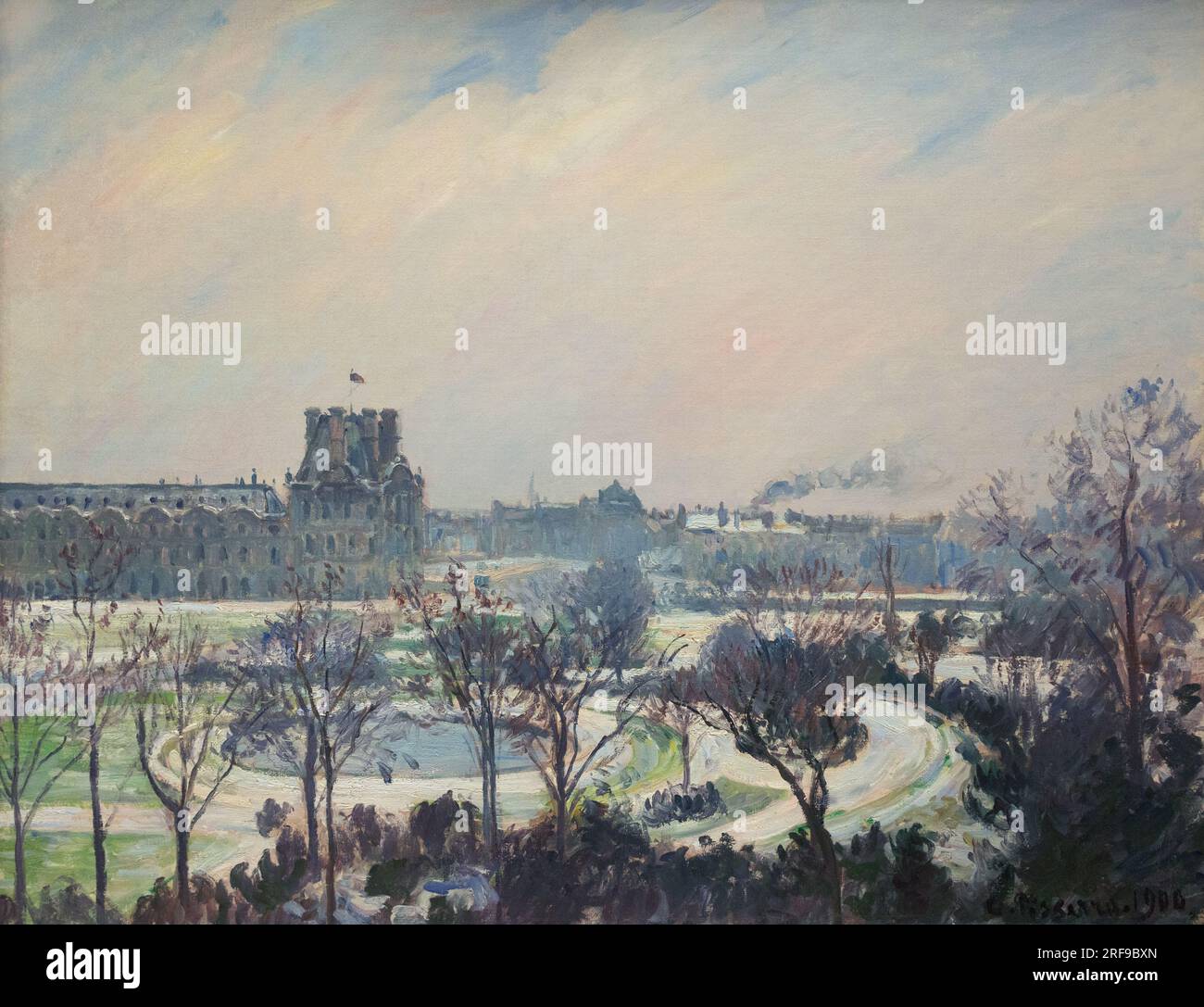 Camille Pissarro Malerei; Jardin des Tuileries effet de Neiges - Tuileriengarten im Schnee; Impressionistische Kunst, 1900., 20. Jahrhundert Stockfoto