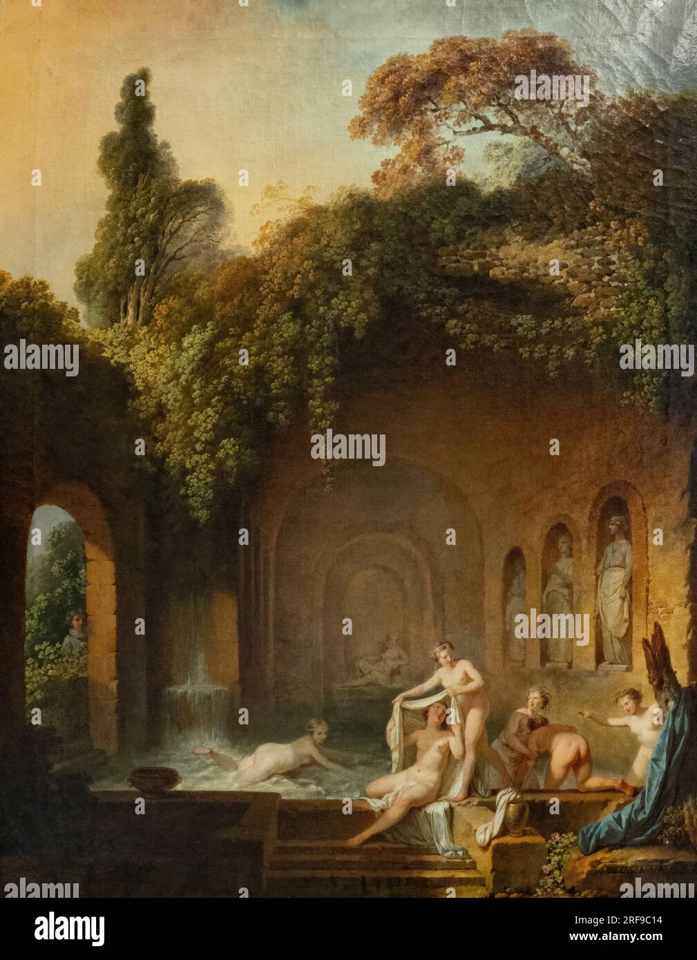 Jean-Jacques-Francois Le Barbier „die Grotte von Egeria“ oder „das Bad der Nymphen“ französischer Maler und Malerei aus dem 18. Jahrhundert bis 19. Jahrhundert. 1738-1826 Stockfoto