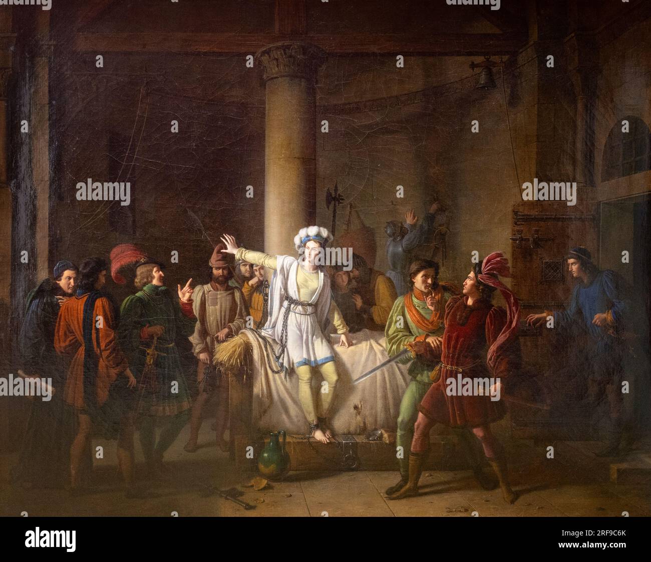 Pierre Henri Revoil Gemälde; Jeanne D'Arc Prisonniere a Rouen; Jeanne d'Arc, Gefangene in Rouen, französische Malerin, 1776-1842 Stockfoto