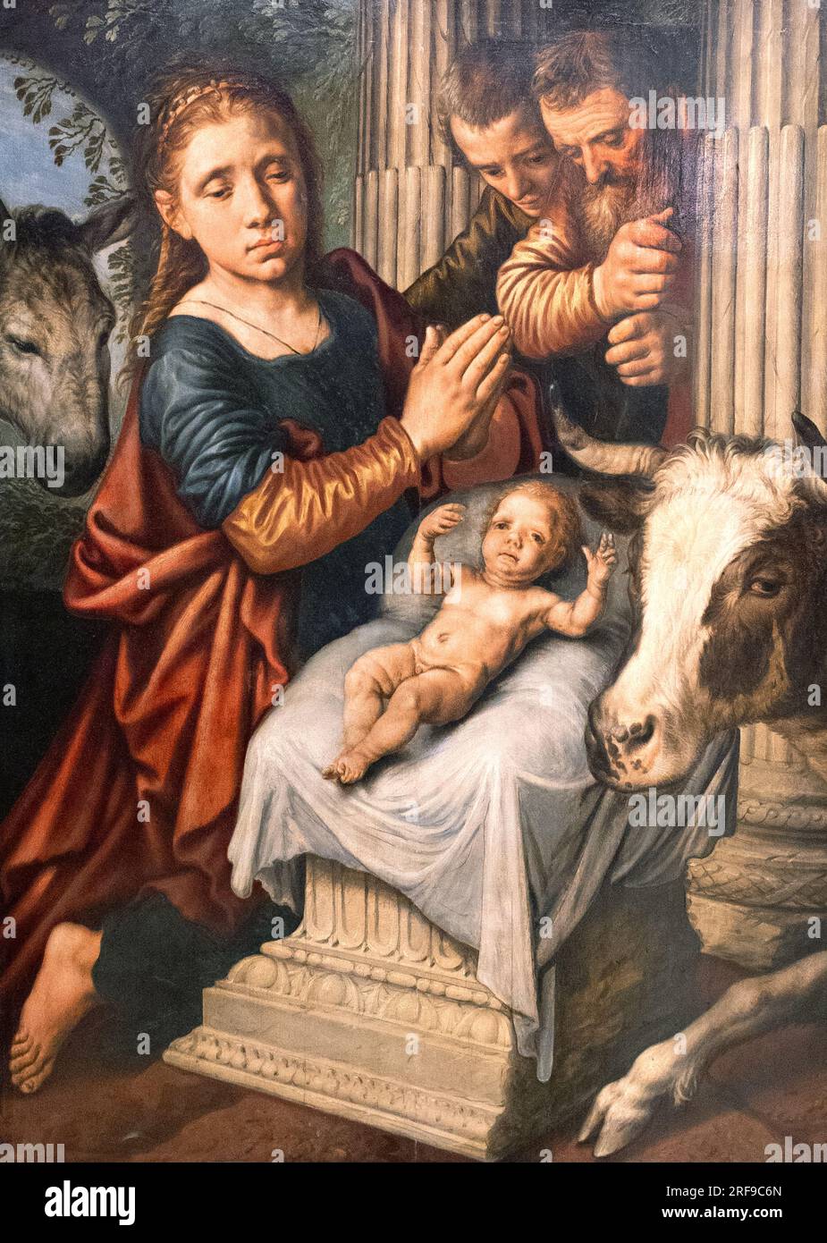 Pieter Aertsen Gemälde; L'Adoration des Bergers - die Verehrung der Hirten; niederländischer Maler aus dem 16. Jahrhundert, 1508-1575 Stockfoto