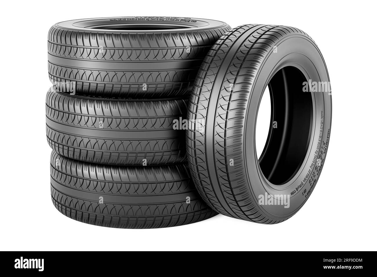 Stapel von Autoreifen, 3D-Rendering isolierten auf weißen Hintergrund Stockfoto