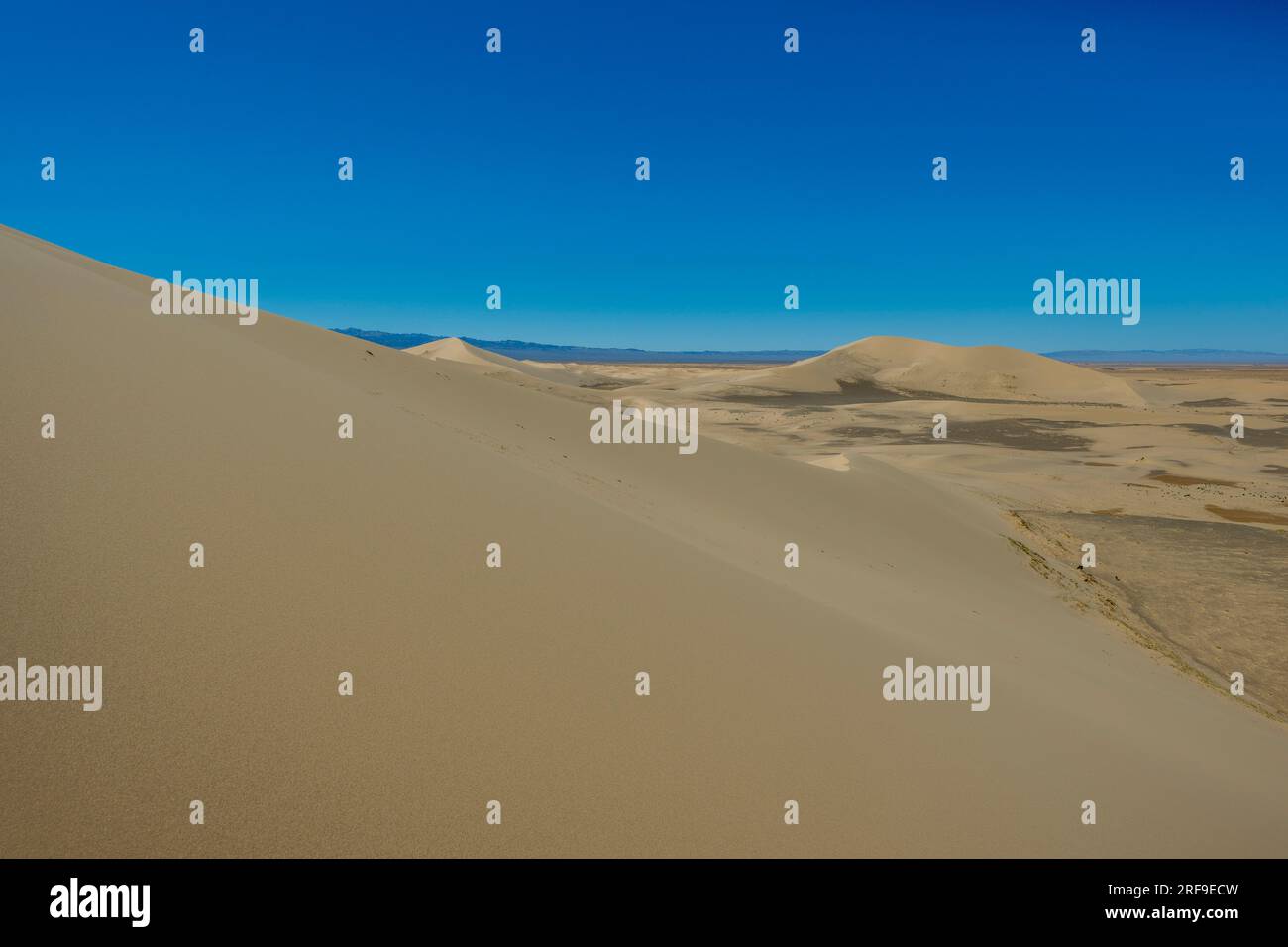 Malerischer Blick auf die Sanddünen der Hongoryn Els Sanddünen in der Wüste Gobi in der südlichen Mongolei. Stockfoto