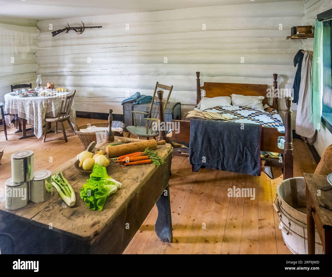Der Fort Wilkins Historic State Park beherbergt den restaurierten Militäraußenposten von 1844 in Copper Harbor, Michigan USA Stockfoto