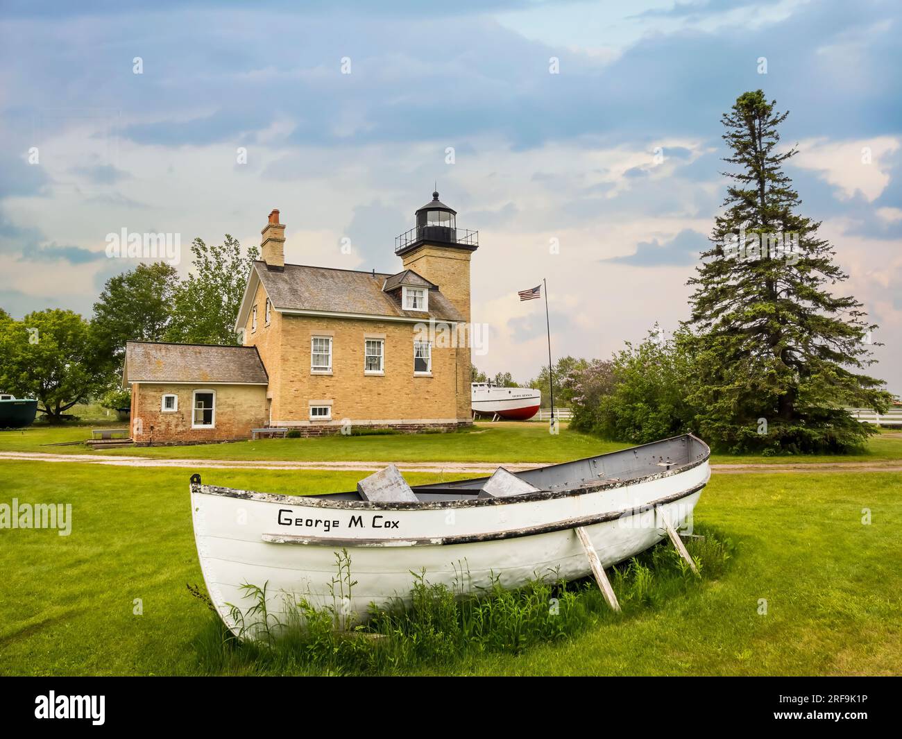 Ontonagon Harbor Lighthouse ist im National Register of Historic Places am Lake Superior auf der Keweenaw Peninsula in Ontonagon Michigan USA aufgeführt Stockfoto