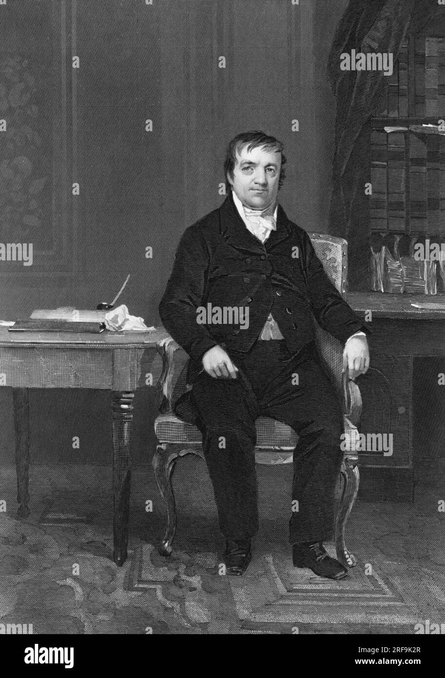 Vereinigte Staaten: 1864 Ein Porträt von John Jacob Astor nach einem Gemälde von Alonzo Chappel. Stockfoto