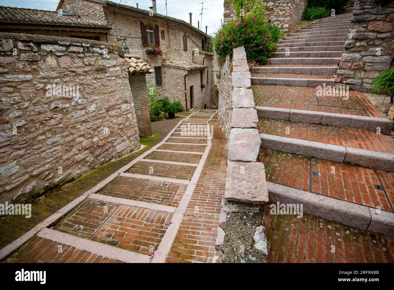 Fußgängerzone in Assisi - Italien Stockfoto