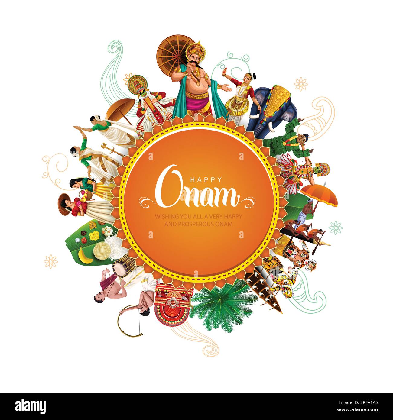 south Indian Kerala Festival glücklich onam Grüße Hintergrund. Editierbare Vektor-Illustration Design Stock Vektor