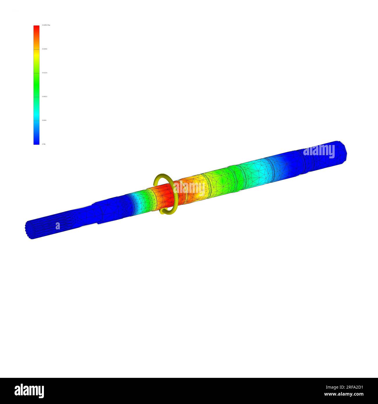 FEM-Analyse, Finite-Elemente-Methodenanalyse, Achsbiege- und Rotationskräfte analysiert Stockfoto