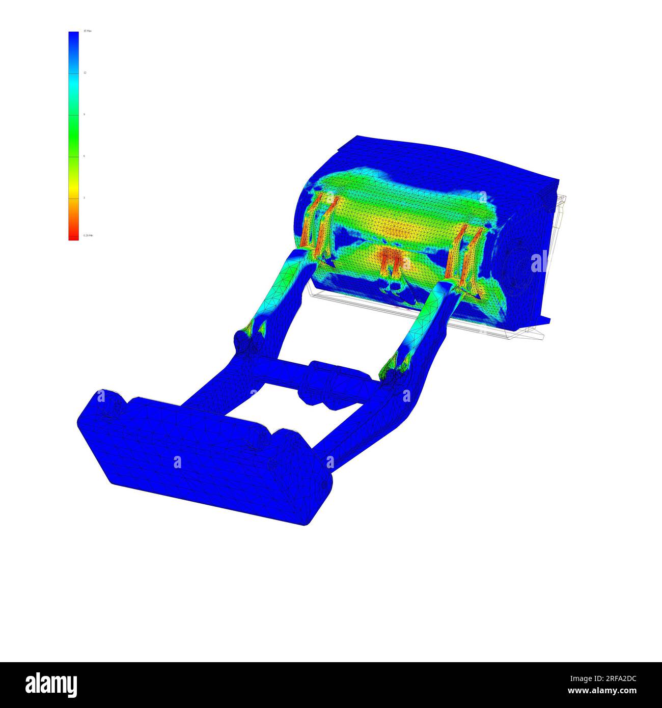 FEM-Analyse, Finite-Elemente-Methodenanalyse, mechanische Montage, Belastungstest Stockfoto