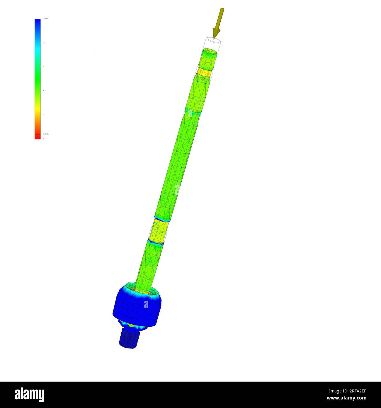FEM-Analyse, Finite-Elemente-Analyse, Achse mit Lager, Belastungstest Stockfoto