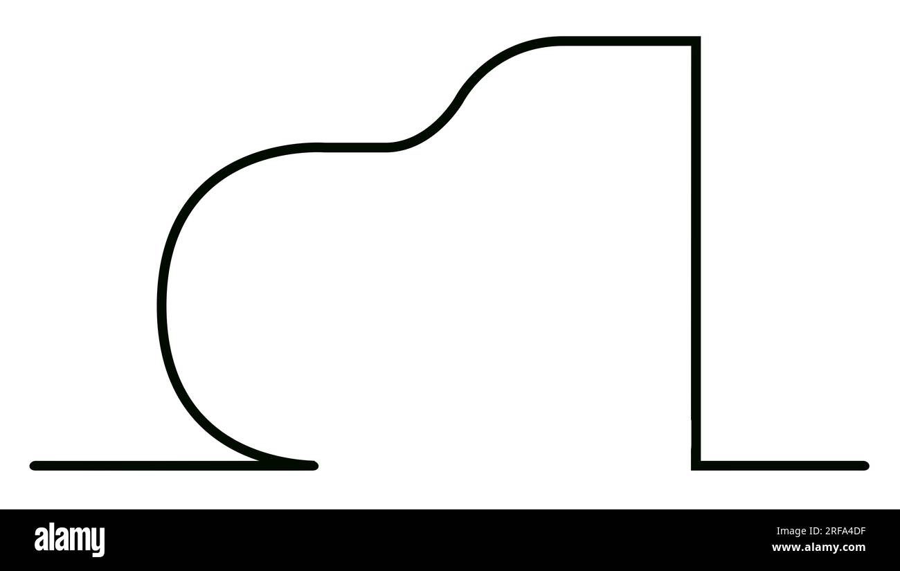 Draufsicht auf ein großes Klavier mit schwarzer, durchgehender Umrandung auf weißem Hintergrund Stockfoto