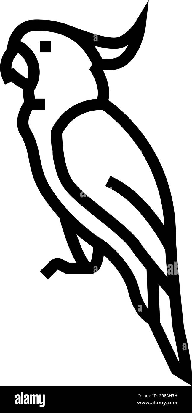 Vektordarstellung des Symbols der Vogellinie des Kakadu-Papageienvögels Stock Vektor