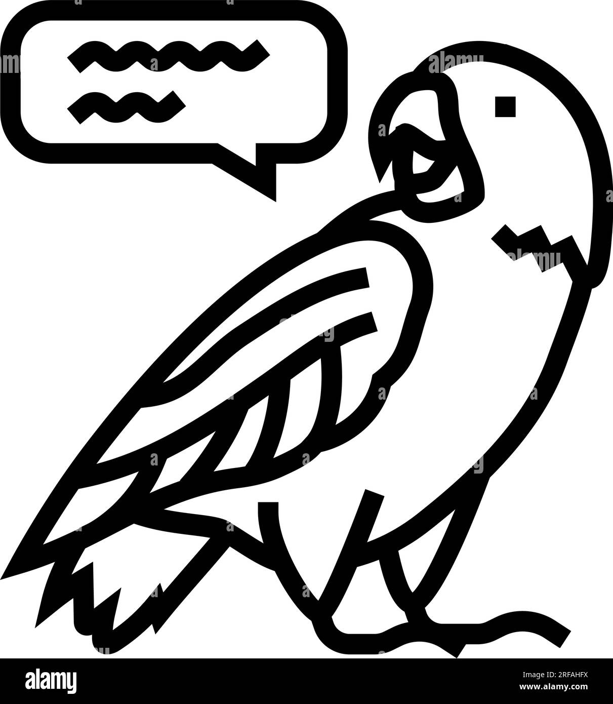Vektordarstellung des Symbols der sprechenden Papageienvogel-Linie Stock Vektor