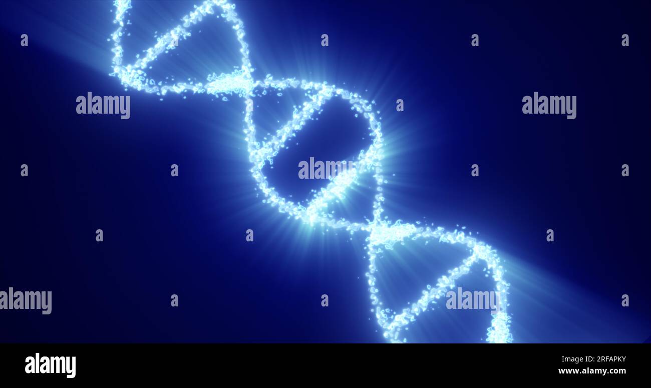 Abstrakte blau leuchtende Energiespirale dna wissenschaftlicher futuristischer Hightech-Hintergrund. Stockfoto