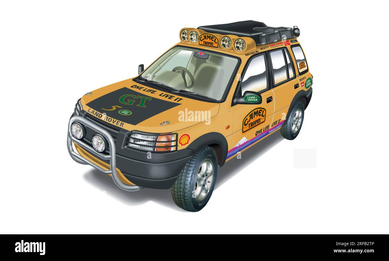 Land Rover Camel Trophy Freelander Illustration aus dem 1990er. Stockfoto