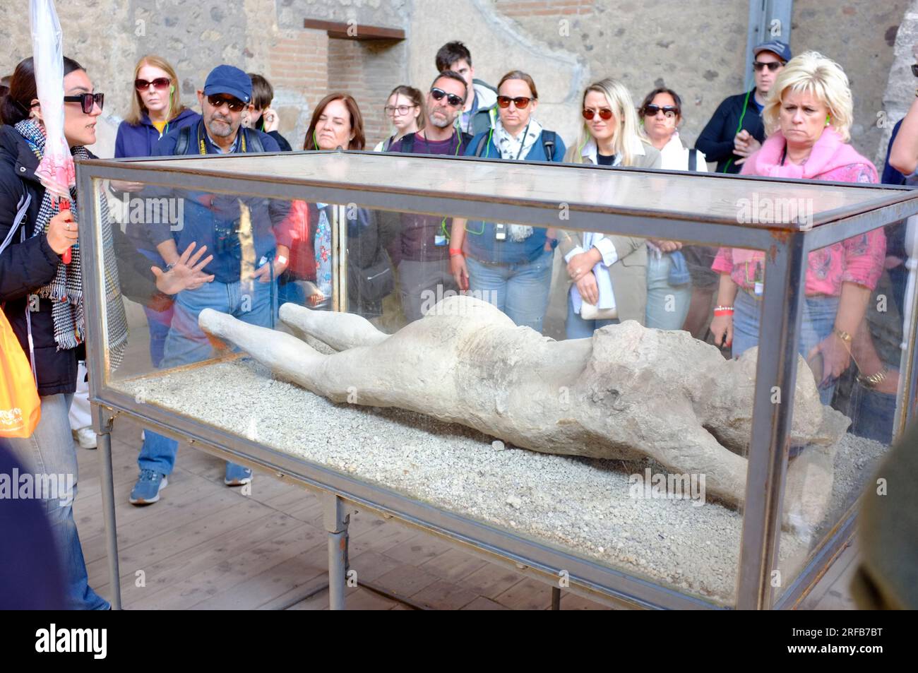 Gipsabdrücke menschlicher Überreste aus dem Archäologischen Park von Pompeji, Stockfoto