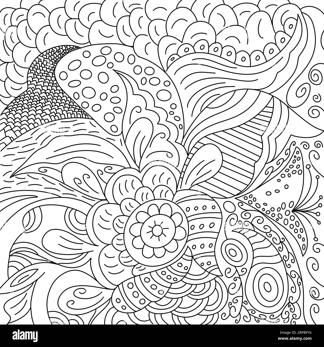 Doodle Full Sketch Design Element Background Square Stockfoto